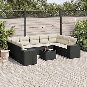 vidaXL Loungegrupp 10 delar med svarta dynor konstrotting 3255343