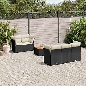 vidaXL Loungegrupp med dynor 6 delar svart konstrotting 3255811