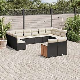 vidaXL Loungegrupp med dynor 12 delar svart konstrotting 3260523