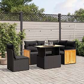 vidaXL Loungegrupp med dynor 6 delar svart konstrotting 3273960