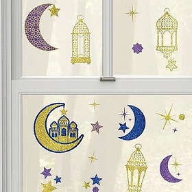 Amscan Eid Mubarak Fönsterdekoration, Flerfärgad, Paket med 15