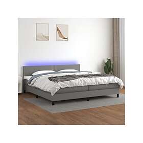 vidaXL Ramsäng med madrass & LED mörkgrå 200x200 cm tyg 3133102