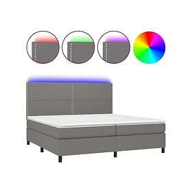 vidaXL Ramsäng med madrass & LED mörkgrå 200x200 cm tyg 3134822
