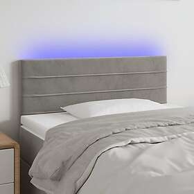 vidaXL Sänggavel LED ljusgrå 90x5x78/88 cm sammet 3121788