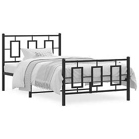 vidaXL Sängram med huvudgavel och fotgavel svart metall 100x200 cm 374254