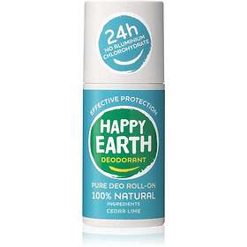 Happy Earth 100% Natural Deodorant Roll-On Cedar Lime 75ml