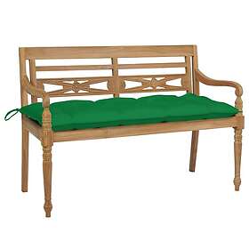 vidaXL Bataviabänk med grön dyna 120 cm massiv teak 3062174