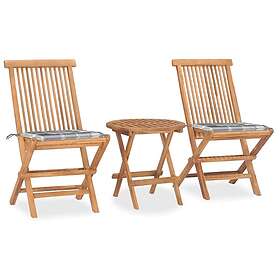 vidaXL Foldbart Have Spisebordssæt med Pude 3 Dele Massiv Teak 3063185