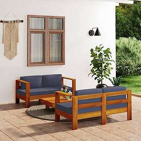 vidaXL Loungegrupp för trädgården 3 delar mörkgråa dynor massivt trä 3144978