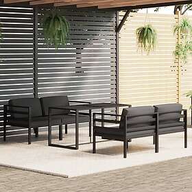 vidaXL Loungegrupp för trädgården 5delar med dynor aluminium antracit 3115924