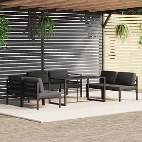 vidaXL Loungegrupp för trädgården 7 delar med dynor aluminium antracit 3115921