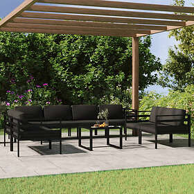 vidaXL Loungegrupp för trädgården 9 delar med dynor aluminium antracit 3107799