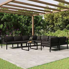 vidaXL Loungegrupp för trädgården 9 delar med dynor aluminium antracit 3107821