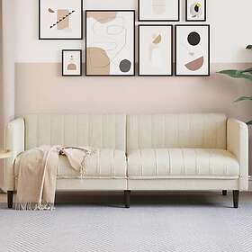 vidaXL Soffa 3-sits gräddvit tyg 372620