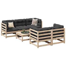 vidaXL Soffgrupp för trädgården 6 delar massiv furu 3299286