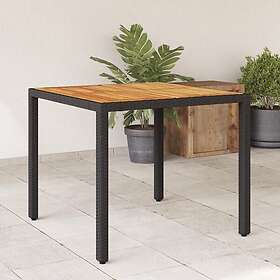 vidaXL Trädgårdsbord med akaciaträ svart 90x90x75 cm konstrotting 365529
