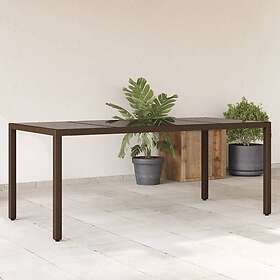 vidaXL Trädgårdsbord med glasskiva brun 190x90x75 cm konstrotting 365540