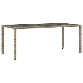vidaXL Trädgårdsbord med glasskiva grå 190x90x75 cm konstrotting 365538