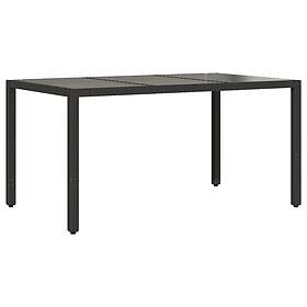 vidaXL Trädgårdsbord med glasskiva svart 150x90x75 cm konstrotting 365531
