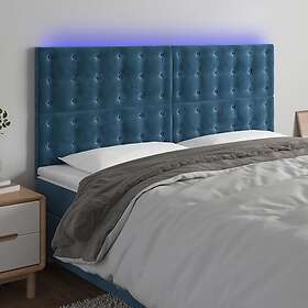 vidaXL Sänggavel LED mörkblå 180x5x118/128 cm sammet 3122922