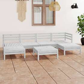 vidaXL Loungegrupp 7 delar vit massiv furu 3083340