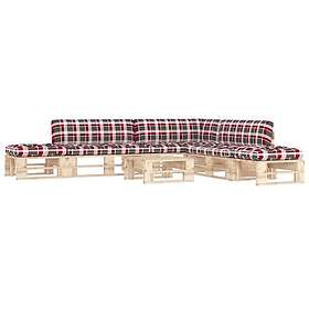 vidaXL Pallsoffgrupp med dynor 6 delar impregnerad furu 3066901