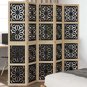 vidaXL Rumsavdelare 5 paneler brun och svart massivt kejsarträ 358806