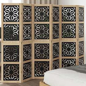 vidaXL Rumsavdelare 6 paneler brun och svart massivt paulownia 358809