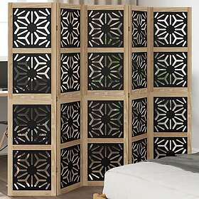 vidaXL Rumsavdelare 5 paneler brun och svart massivt kejsarträ 358805