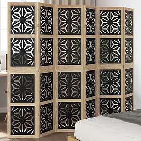 vidaXL Rumsavdelare 6 paneler brun och svart massivt paulownia 358810