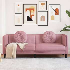 vidaXL Soffa med kuddar 3-sits rosa sammet 372645