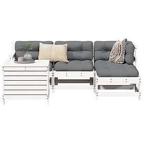 vidaXL Soffgrupp för trädgård 5 delar vit massiv furu 3250501