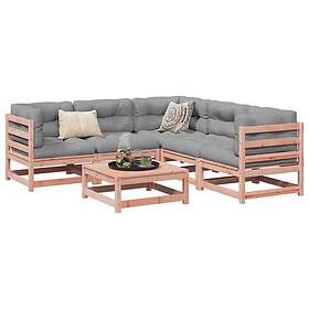vidaXL Soffgrupp för trädgården 6 delar massiv douglasgran 3299443