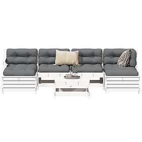 vidaXL Soffgrupp för trädgården 7 delar vit massiv furu 3250989