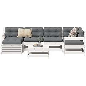 vidaXL Soffgrupp för trädgården 7 delar vit massiv furu 3250941