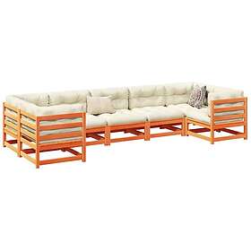 vidaXL Salon de jardin 7 pièces avec coussins pin massif marron 3299619