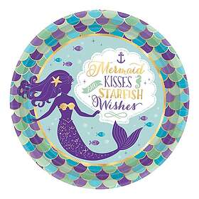 Papperstallrikar Mermaid Wishes 8-pack