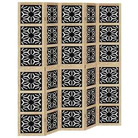 vidaXL Rumsavdelare 5 paneler brun och svart massivt kejsarträ 358807