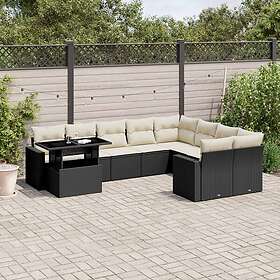 vidaXL Loungegrupp 10 delar med svarta dynor konstrotting 3267506