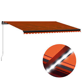 vidaXL Markis manuellt infällbar med LED 500x300 cm orange och brun 3055233