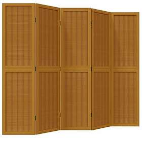 vidaXL Rumsavdelare 5 paneler brun massivt kejsarträ 358821