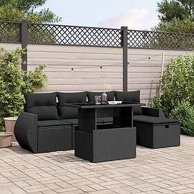 vidaXL Loungegrupp med dynor 6 delar svart konstrotting 3275125