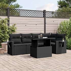 vidaXL Loungegrupp med dynor 6 delar svart konstrotting 3267885
