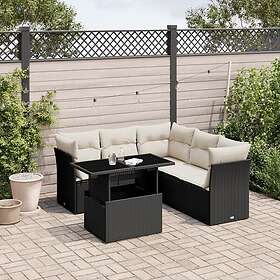 vidaXL Loungegrupp med dynor 6 delar svart konstrotting 3266576