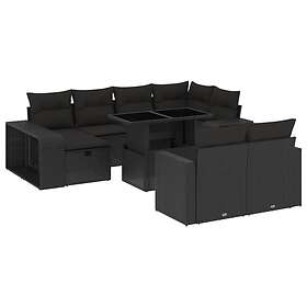 vidaXL Loungegrupp för trädgården m. dynor 11 delar konstrotting svart 3276501