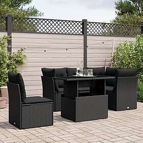 vidaXL Loungegrupp med dynor 6 delar svart konstrotting 3266585