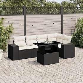 vidaXL Loungegrupp med dynor 6 delar svart konstrotting 3269146