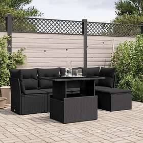 vidaXL Loungegrupp med dynor 6 delar svart konstrotting 3266545