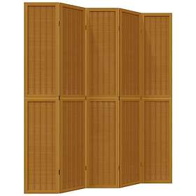 vidaXL Rumsavdelare 5 paneler brun massivt kejsarträ 358824
