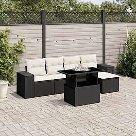 vidaXL Loungegrupp med dynor 6 delar svart konstrotting 3269126